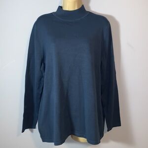 Pendleton mock neck silk sweater indigo blue light thin true Brit plus size 2X